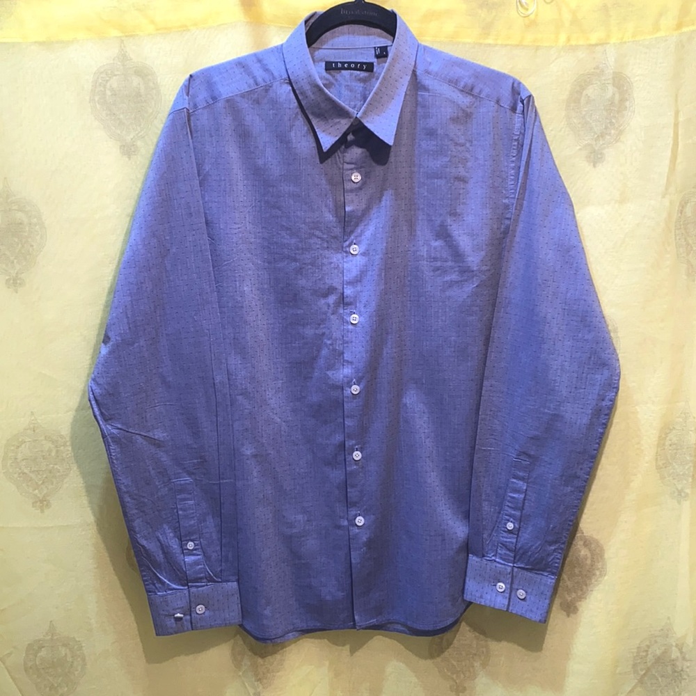 MEN THEORY BUTTON-DOWN BLUE DRESS SHIRT SZ L